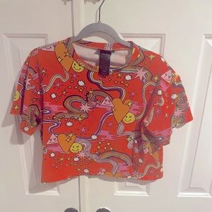 Nooworks red smiley face crop top